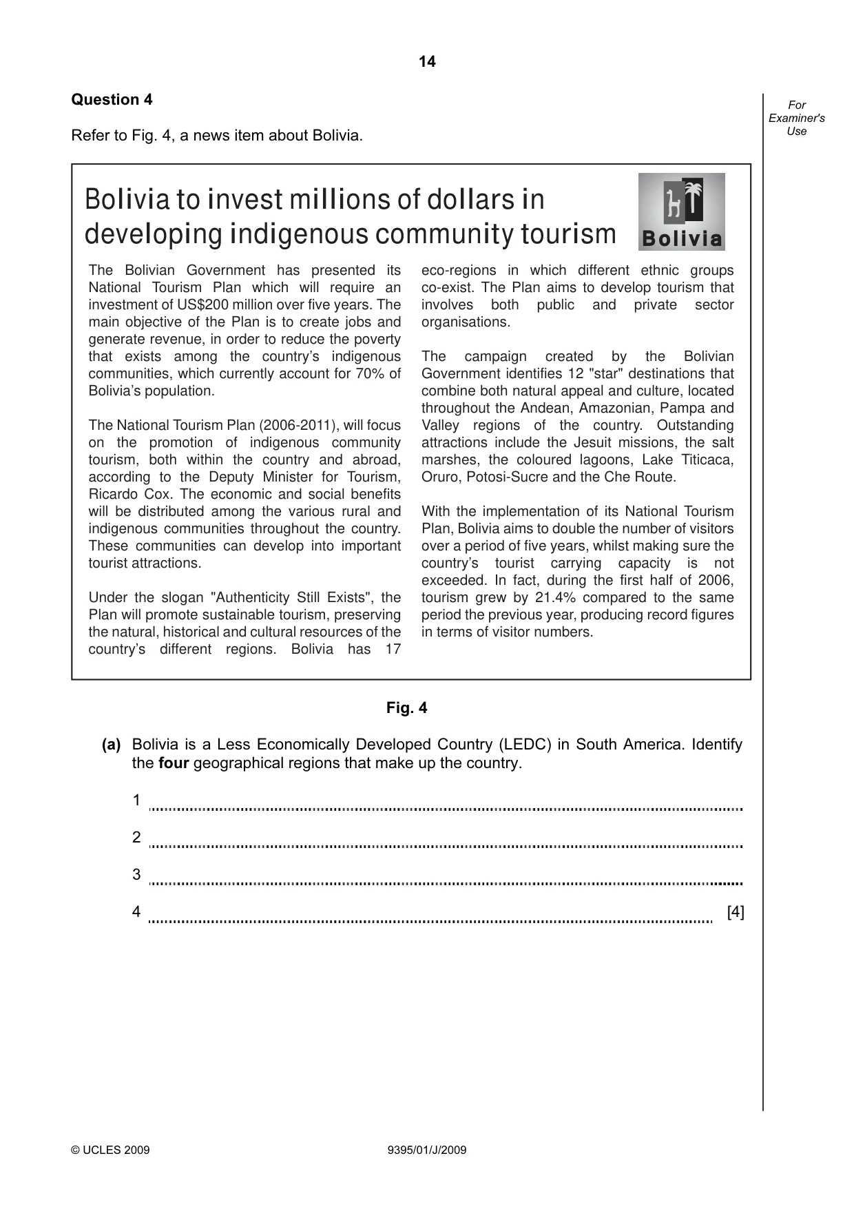 Cambridge A Level Travel and Tourism 9395 2009 May/June Paper 1 · Variant 1 question paper, page 14 of 16
