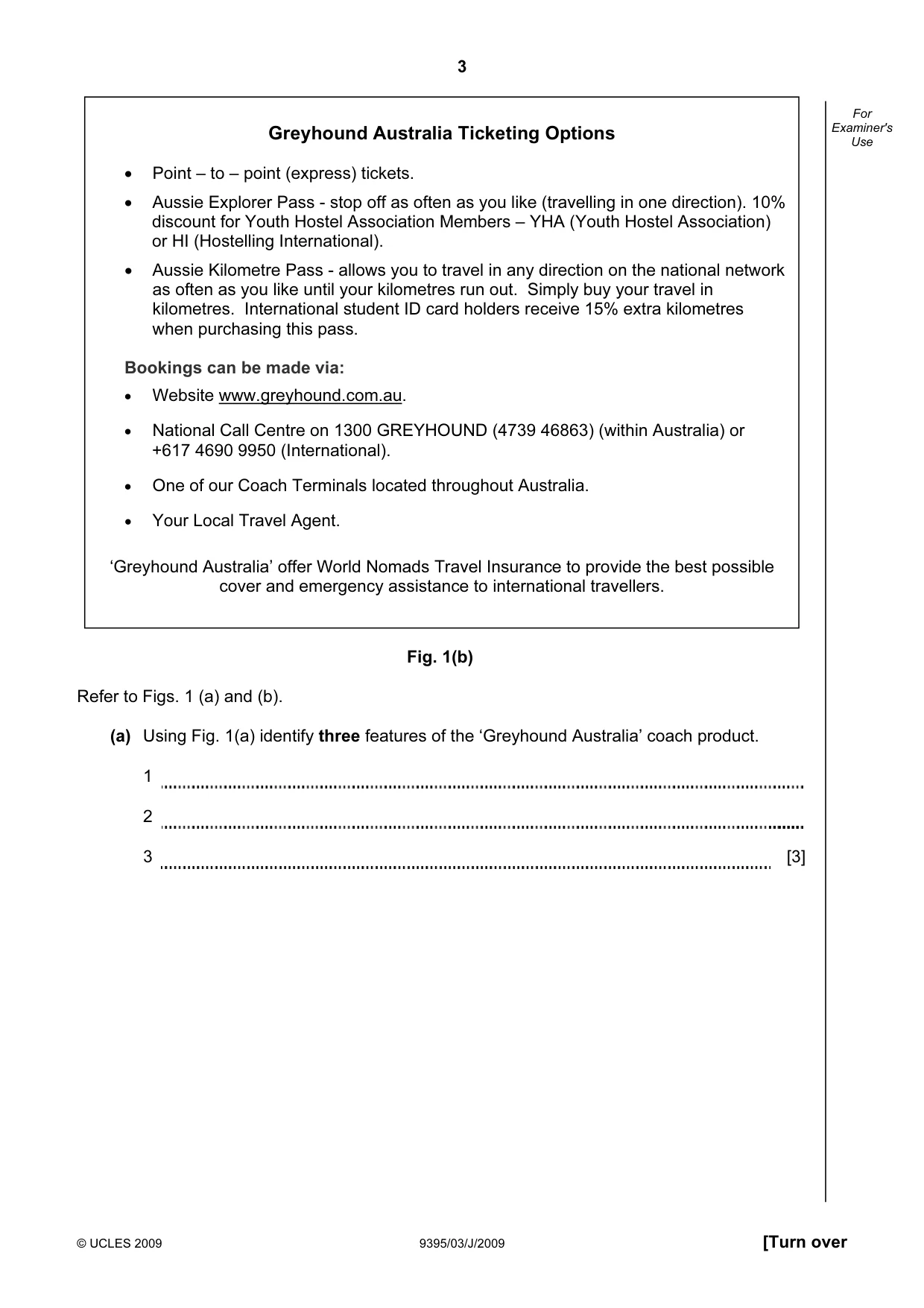 Cambridge A Level Travel and Tourism 9395 2009 May/June Paper 3 · Variant 1 question paper, page 3 of 20