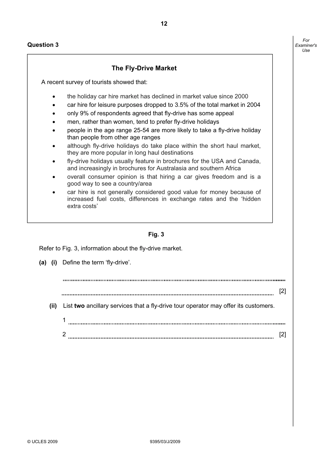 Cambridge A Level Travel and Tourism 9395 2009 May/June Paper 3 · Variant 1 question paper, page 12 of 20