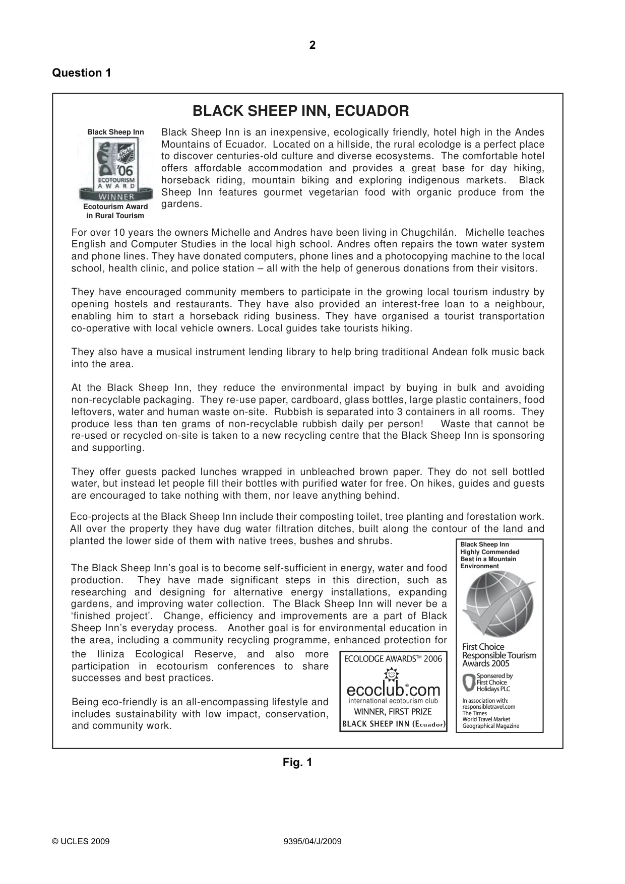 Cambridge A Level Travel and Tourism 9395 2009 May/June Paper 4 · Variant 1 question paper, page 2 of 12
