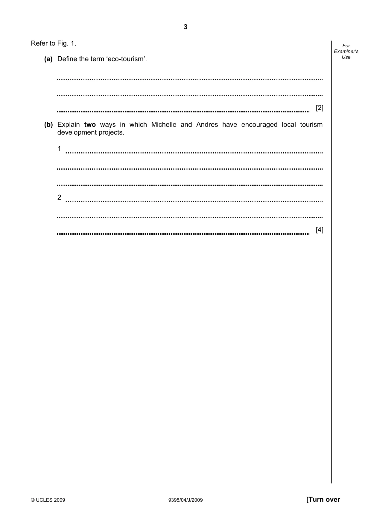 Cambridge A Level Travel and Tourism 9395 2009 May/June Paper 4 · Variant 1 question paper, page 3 of 12