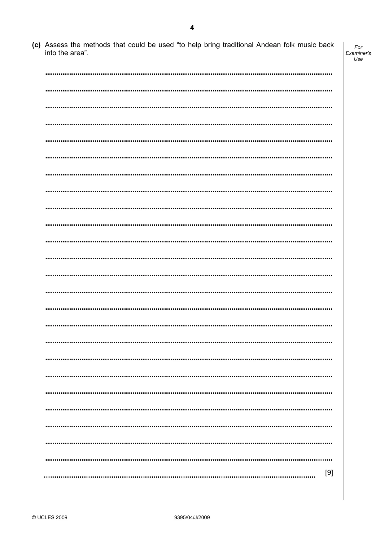 Cambridge A Level Travel and Tourism 9395 2009 May/June Paper 4 · Variant 1 question paper, page 4 of 12