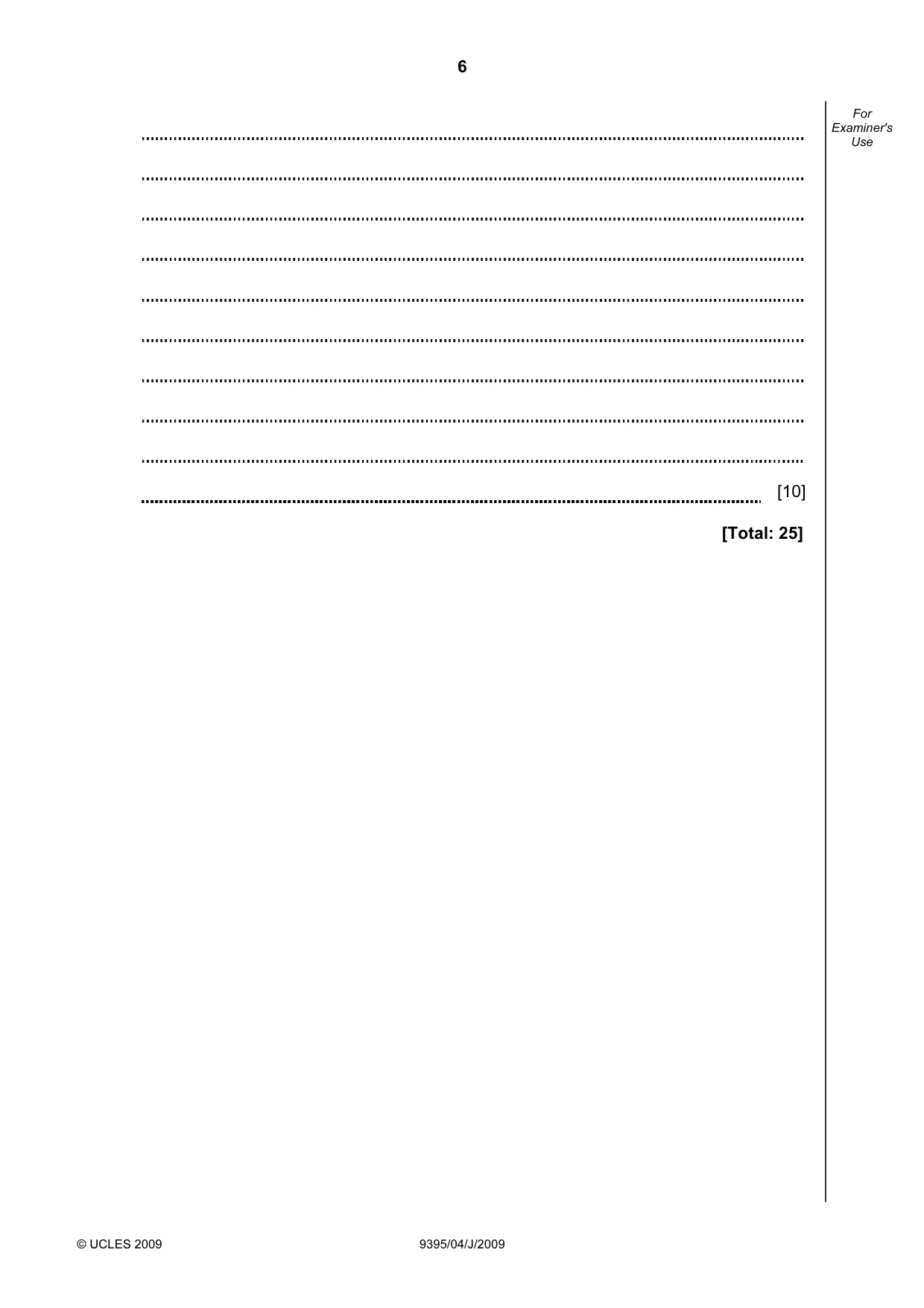 Cambridge A Level Travel and Tourism 9395 2009 May/June Paper 4 · Variant 1 question paper, page 6 of 12
