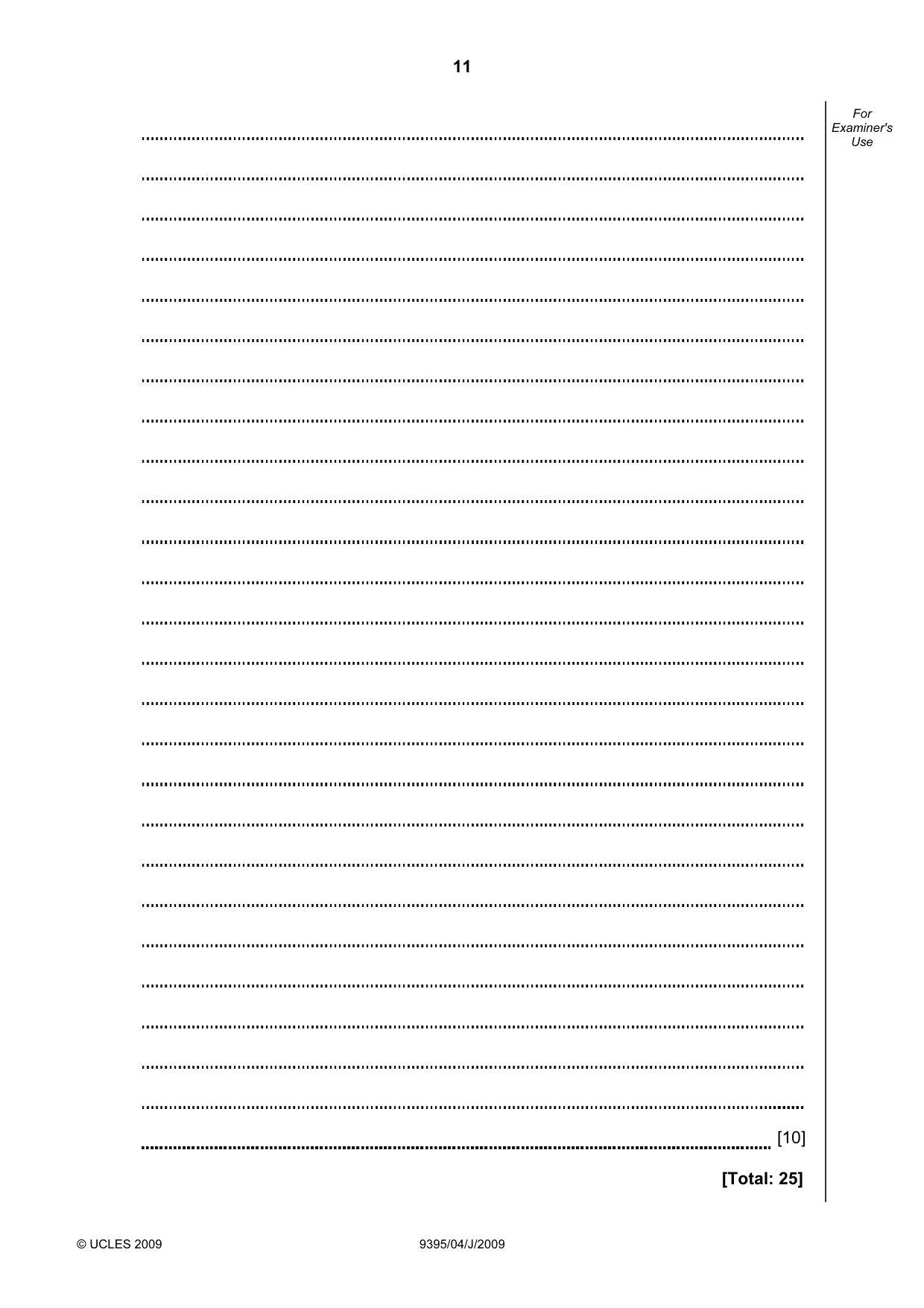 Cambridge A Level Travel and Tourism 9395 2009 May/June Paper 4 · Variant 1 question paper, page 11 of 12