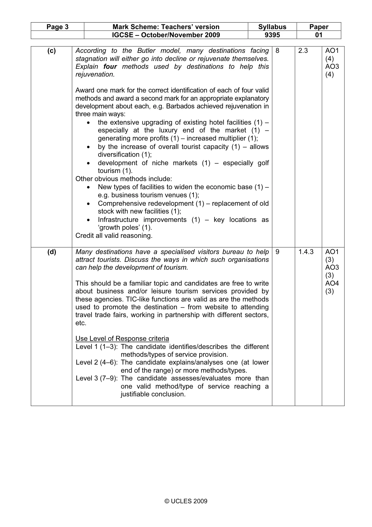 Mark scheme, page 3 of 9