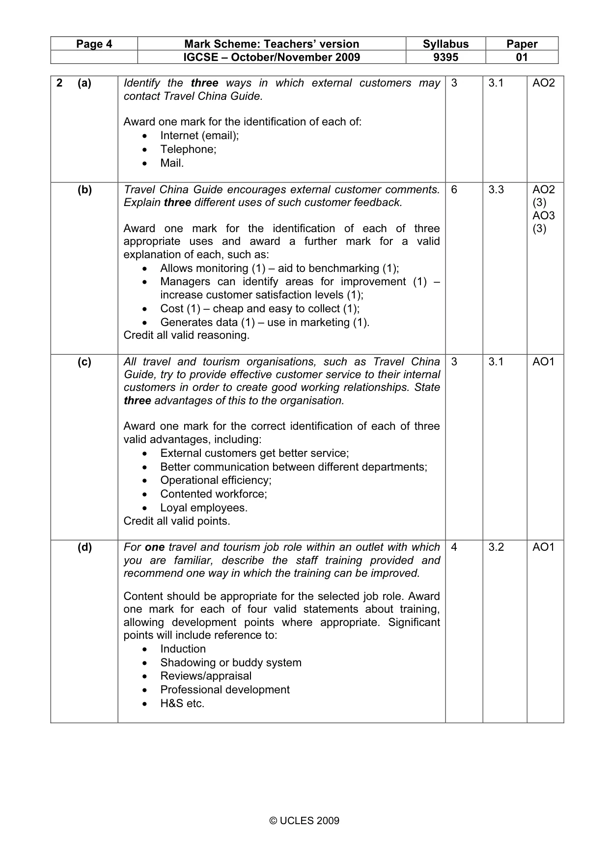 Mark scheme, page 4 of 9