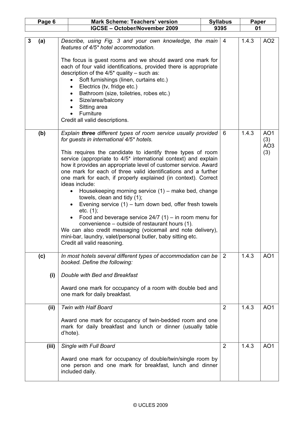 Mark scheme, page 6 of 9