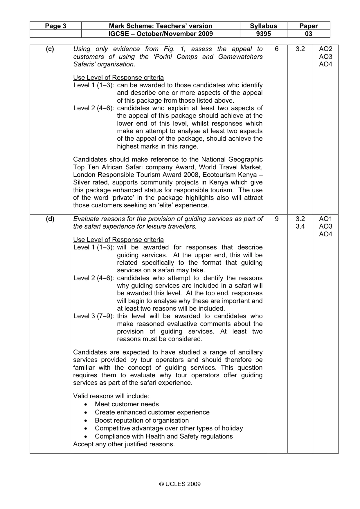Mark scheme, page 3 of 11