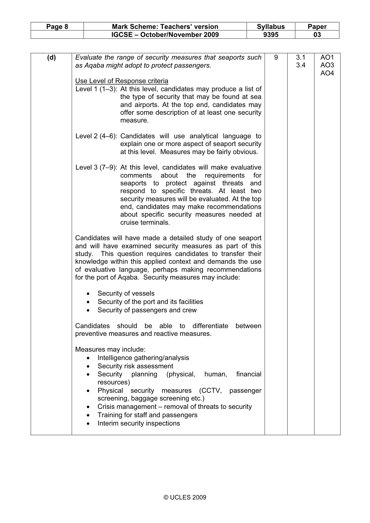 Mark scheme, page 8 of 11