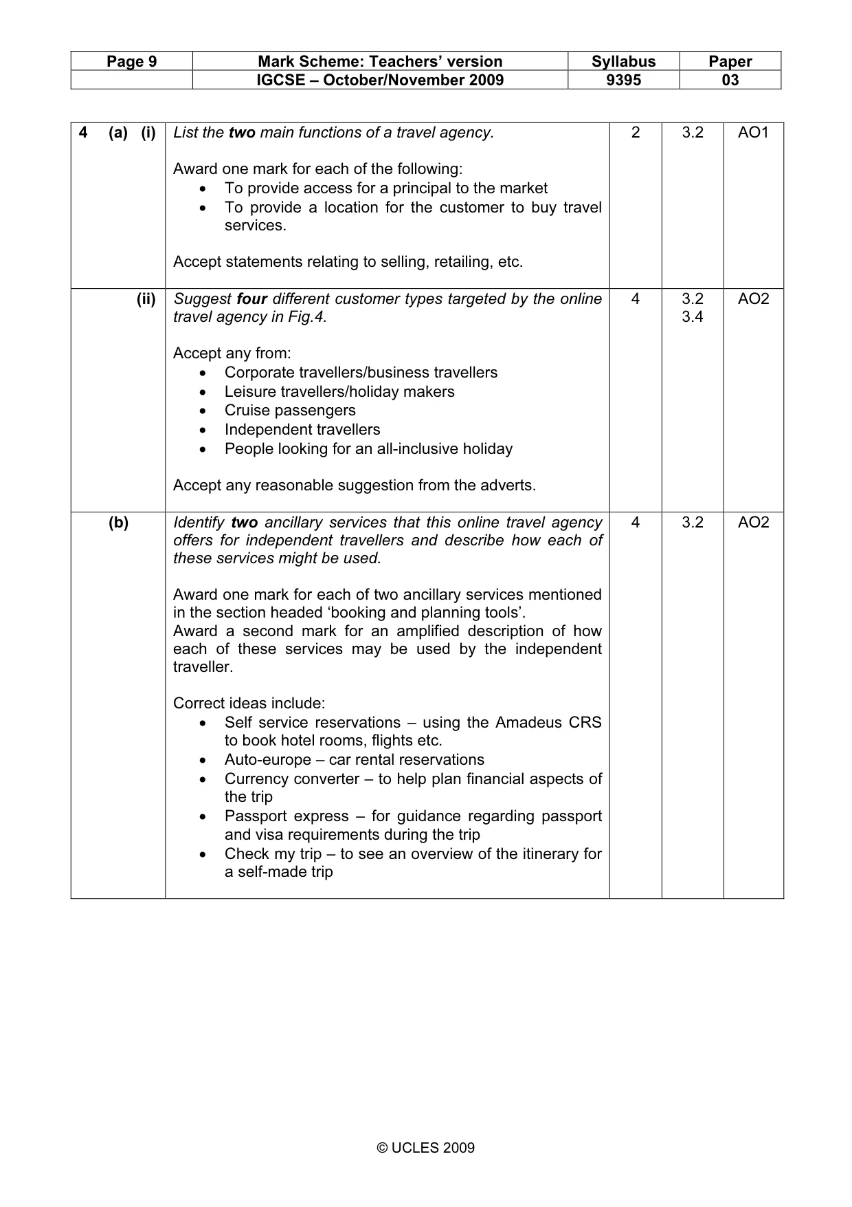Mark scheme, page 9 of 11