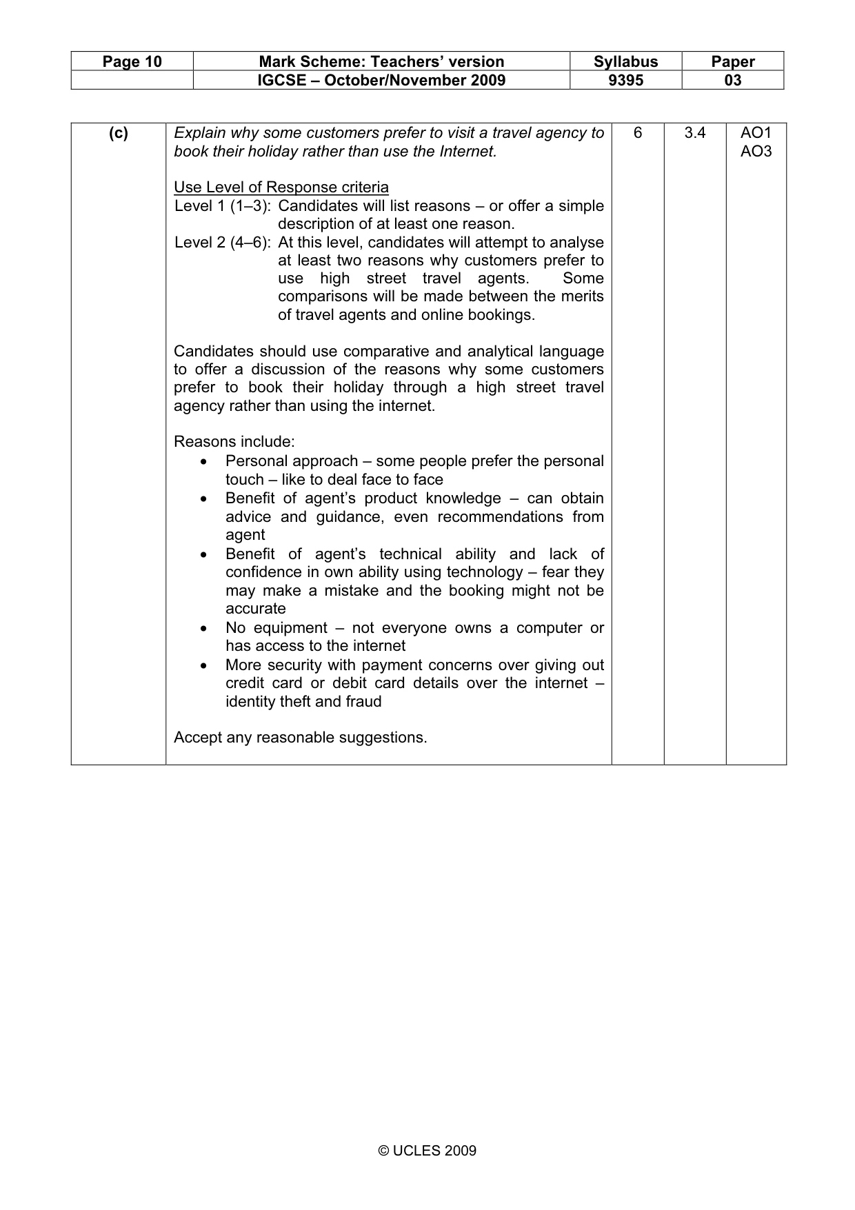 Mark scheme, page 10 of 11