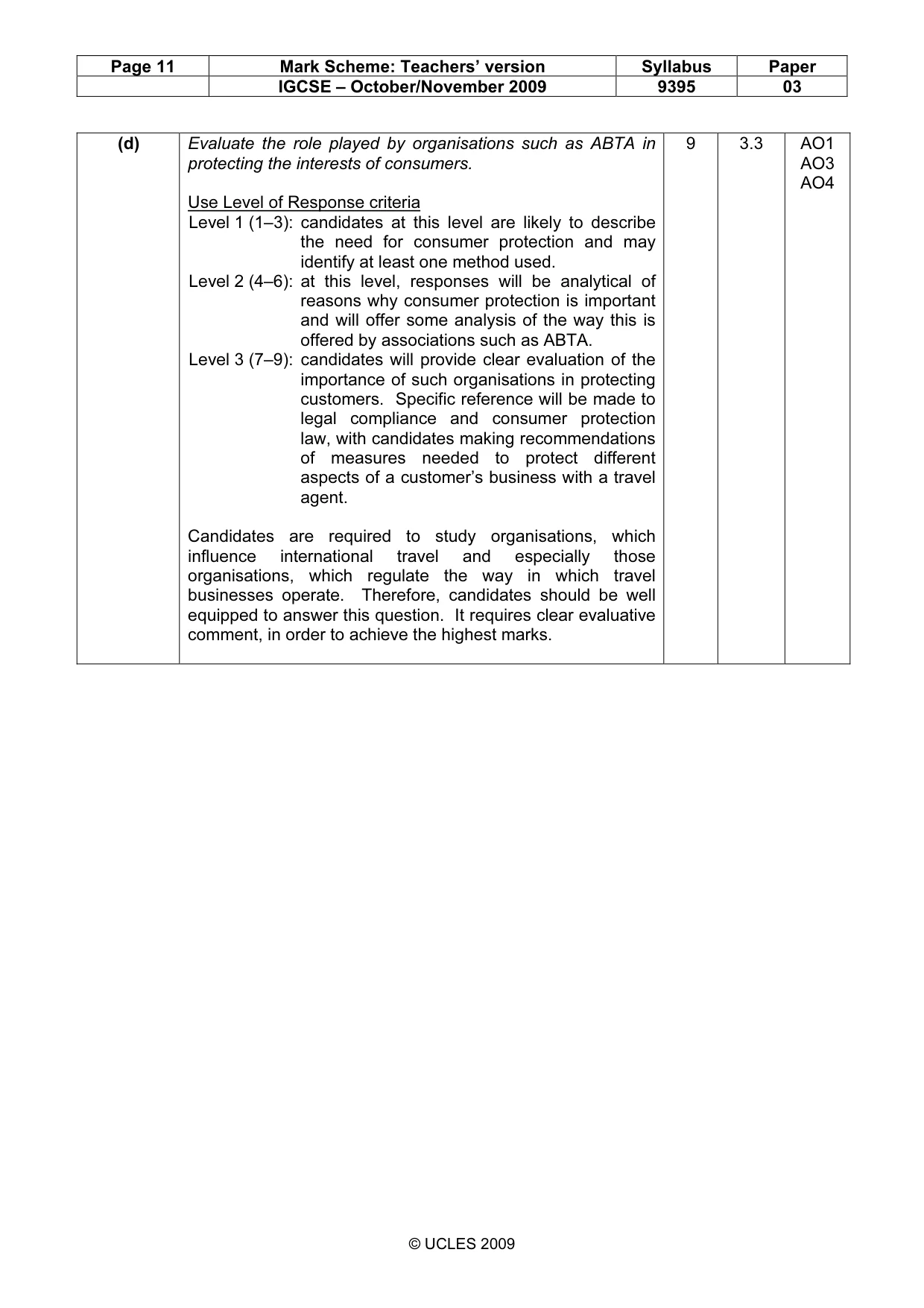 Mark scheme, page 11 of 11