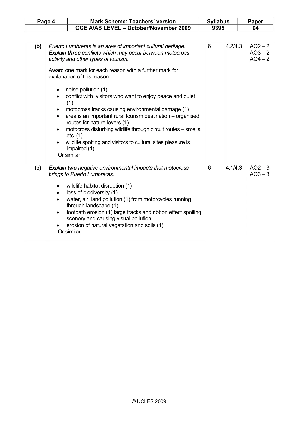 Mark scheme, page 4 of 5