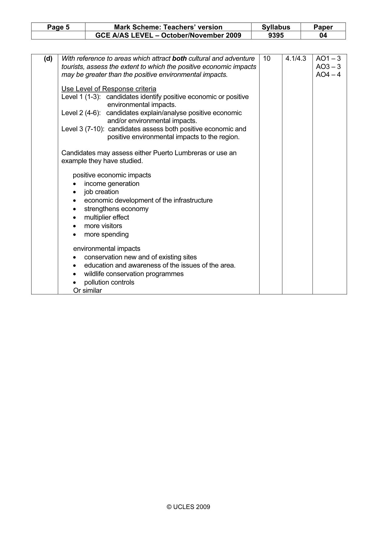 Mark scheme, page 5 of 5