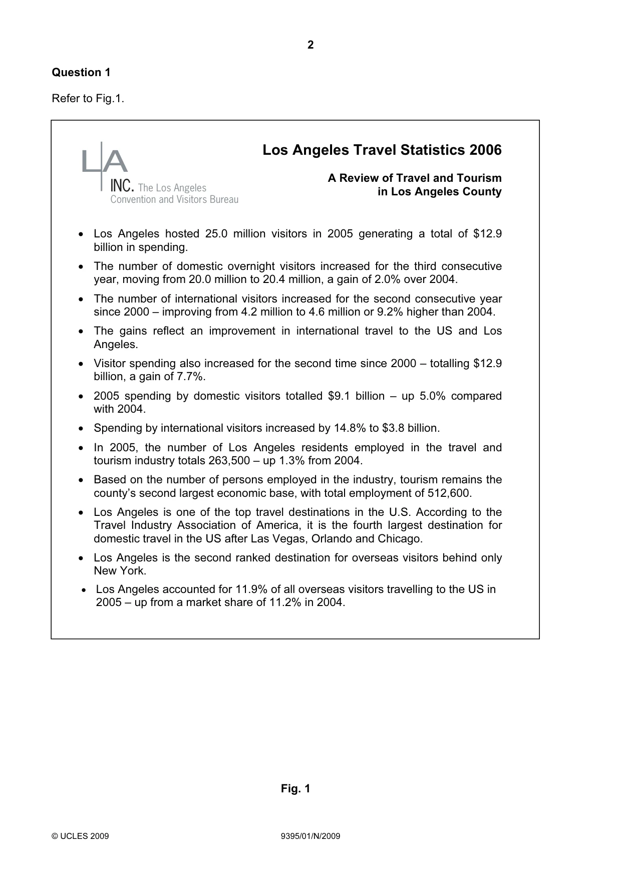 Cambridge A Level Travel and Tourism 9395 2009 Oct/Nov Paper 1 · Variant 1 question paper, page 2 of 20
