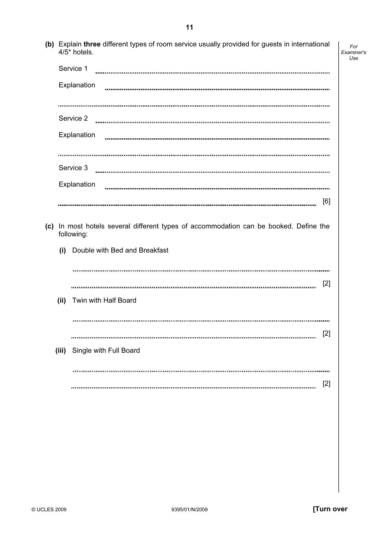 Cambridge A Level Travel and Tourism 9395 2009 Oct/Nov Paper 1 · Variant 1 question paper, page 11 of 20