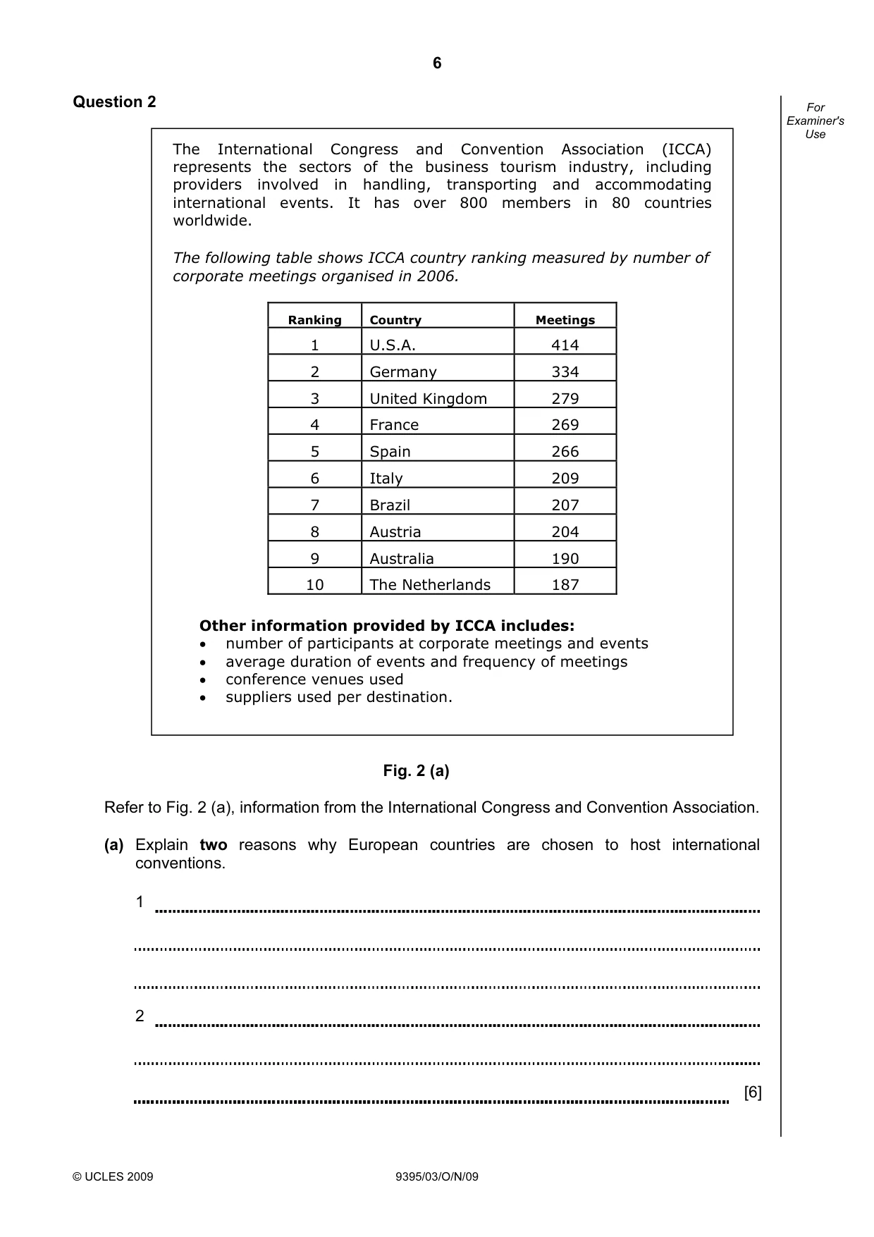 Cambridge A Level Travel and Tourism 9395 2009 Oct/Nov Paper 3 · Variant 1 question paper, page 6 of 16