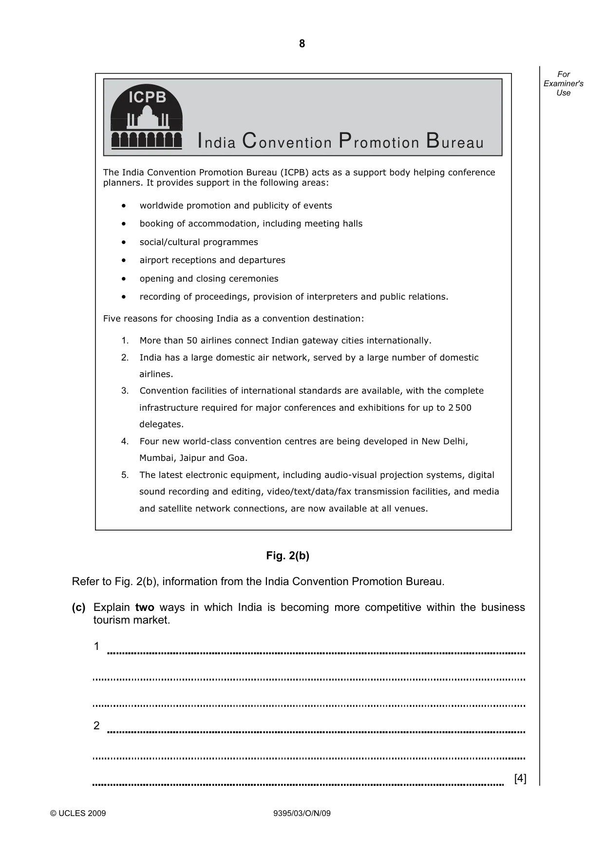 Cambridge A Level Travel and Tourism 9395 2009 Oct/Nov Paper 3 · Variant 1 question paper, page 8 of 16