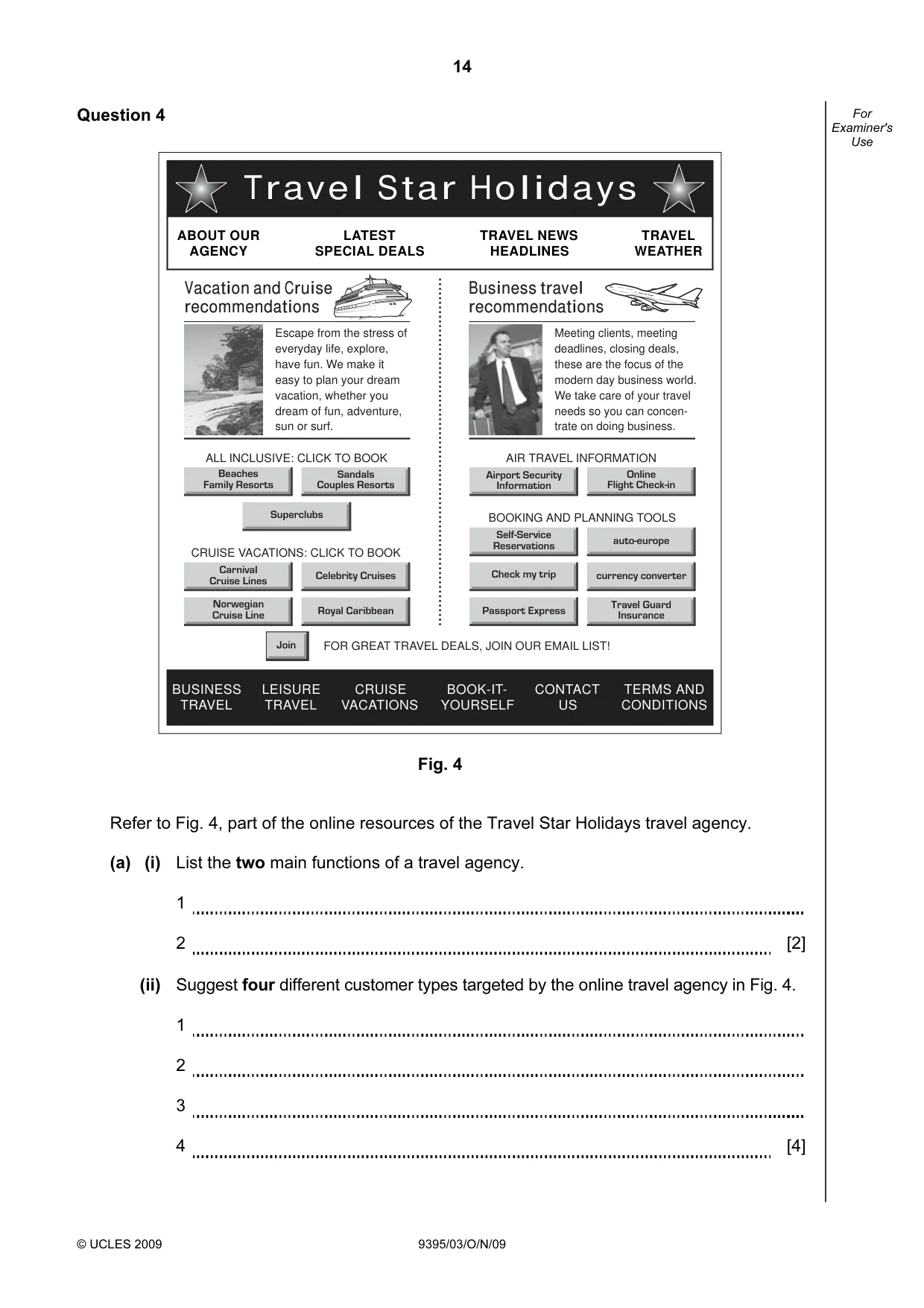 Cambridge A Level Travel and Tourism 9395 2009 Oct/Nov Paper 3 · Variant 1 question paper, page 14 of 16