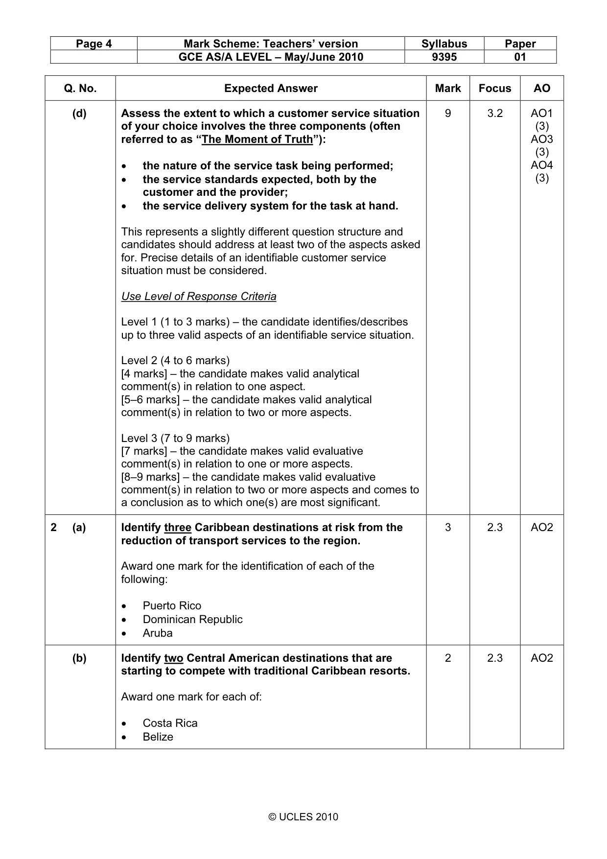 Mark scheme, page 4 of 11