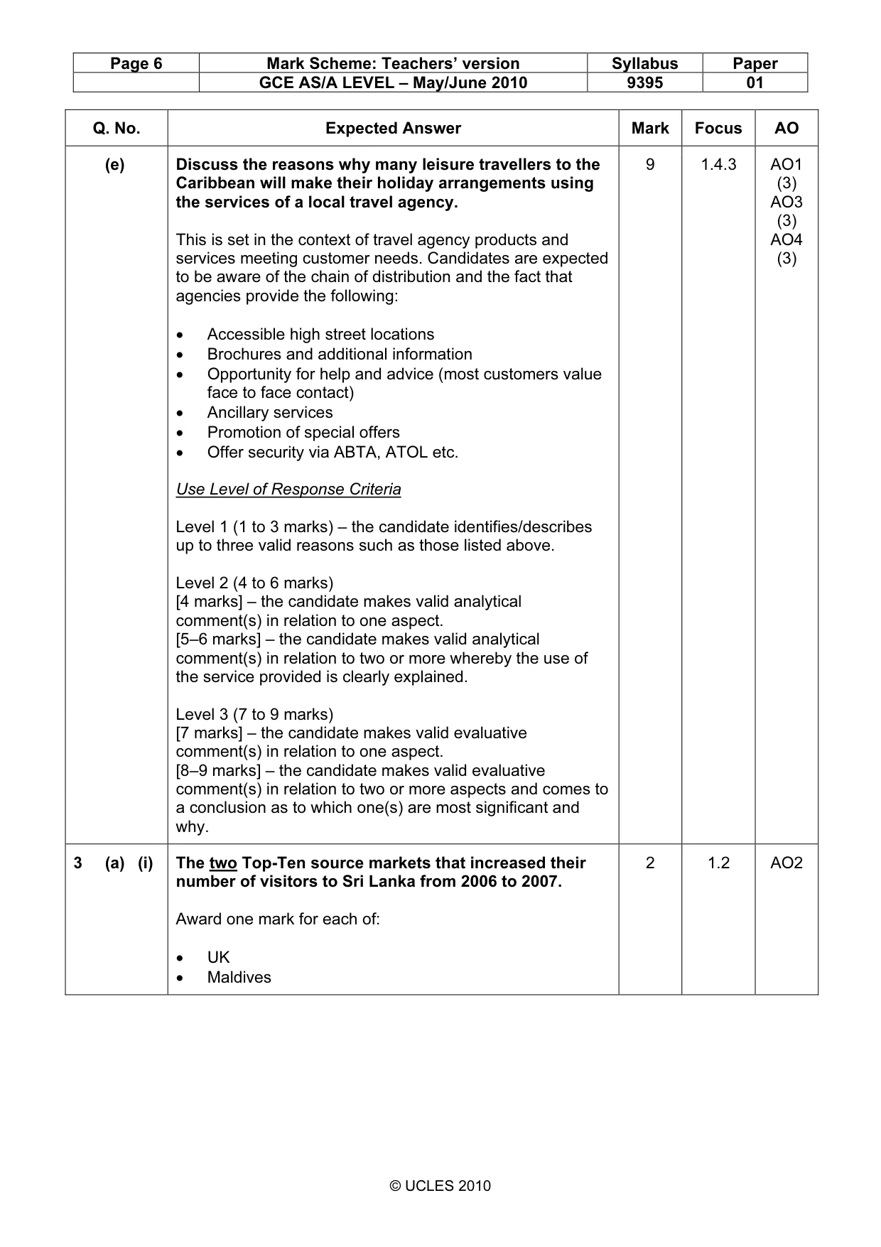 Mark scheme, page 6 of 11