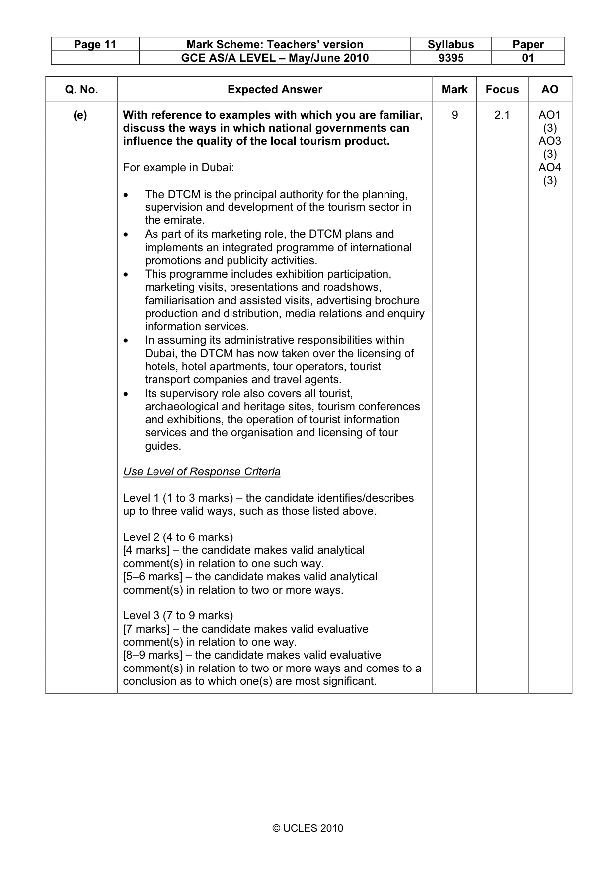 Mark scheme, page 11 of 11