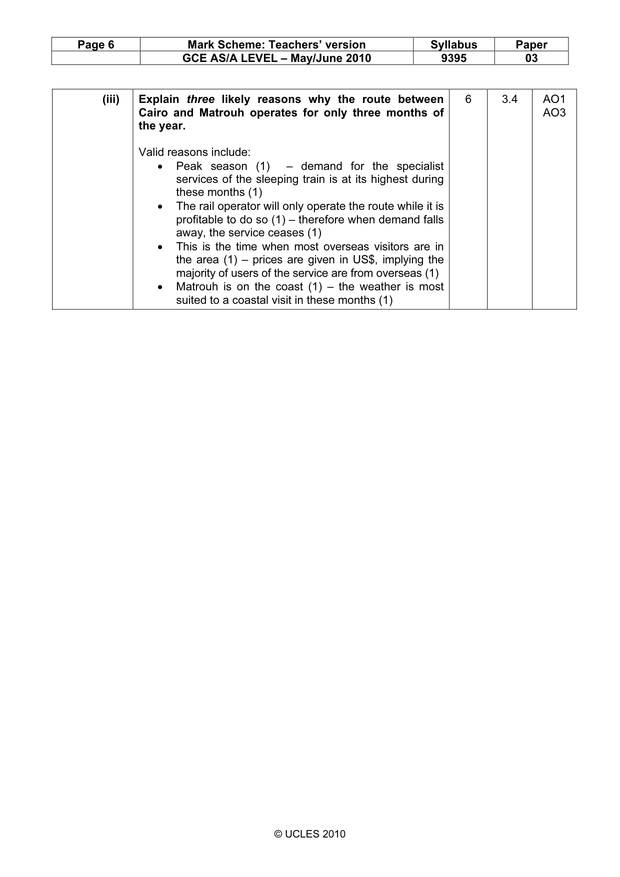 Mark scheme, page 6 of 13