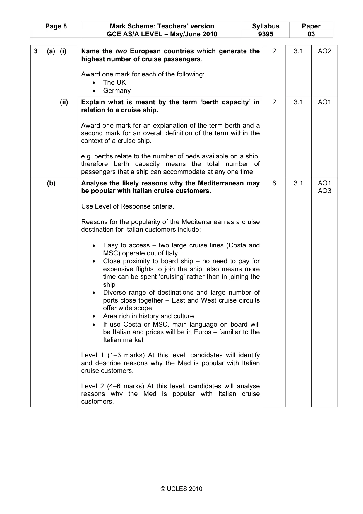 Mark scheme, page 8 of 13
