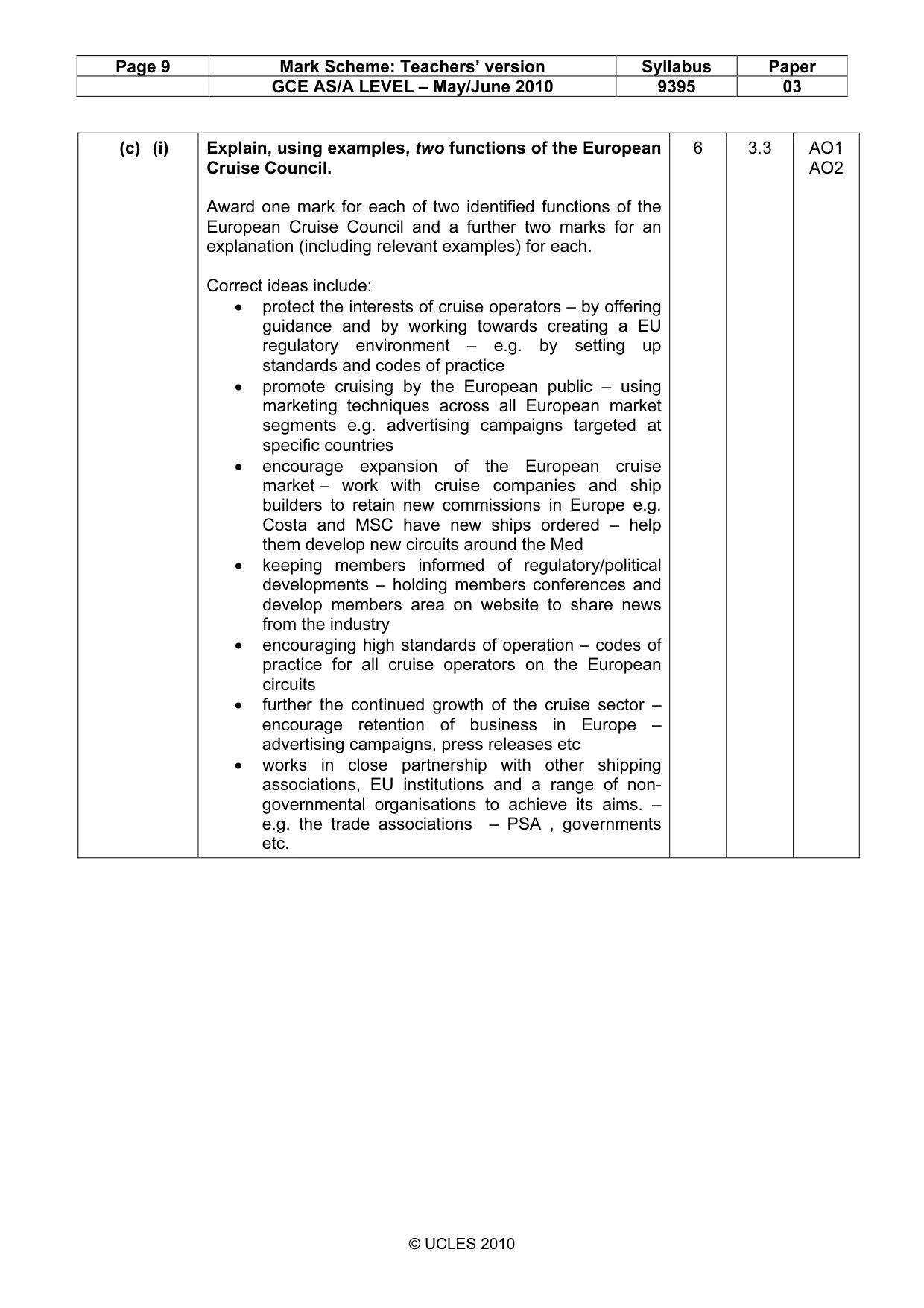 Mark scheme, page 9 of 13