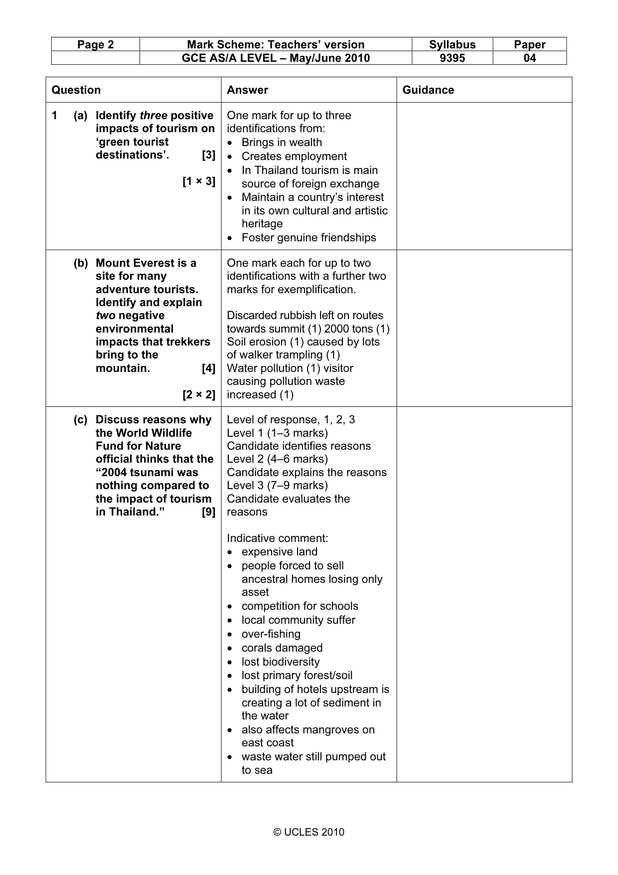Mark scheme, page 2 of 5