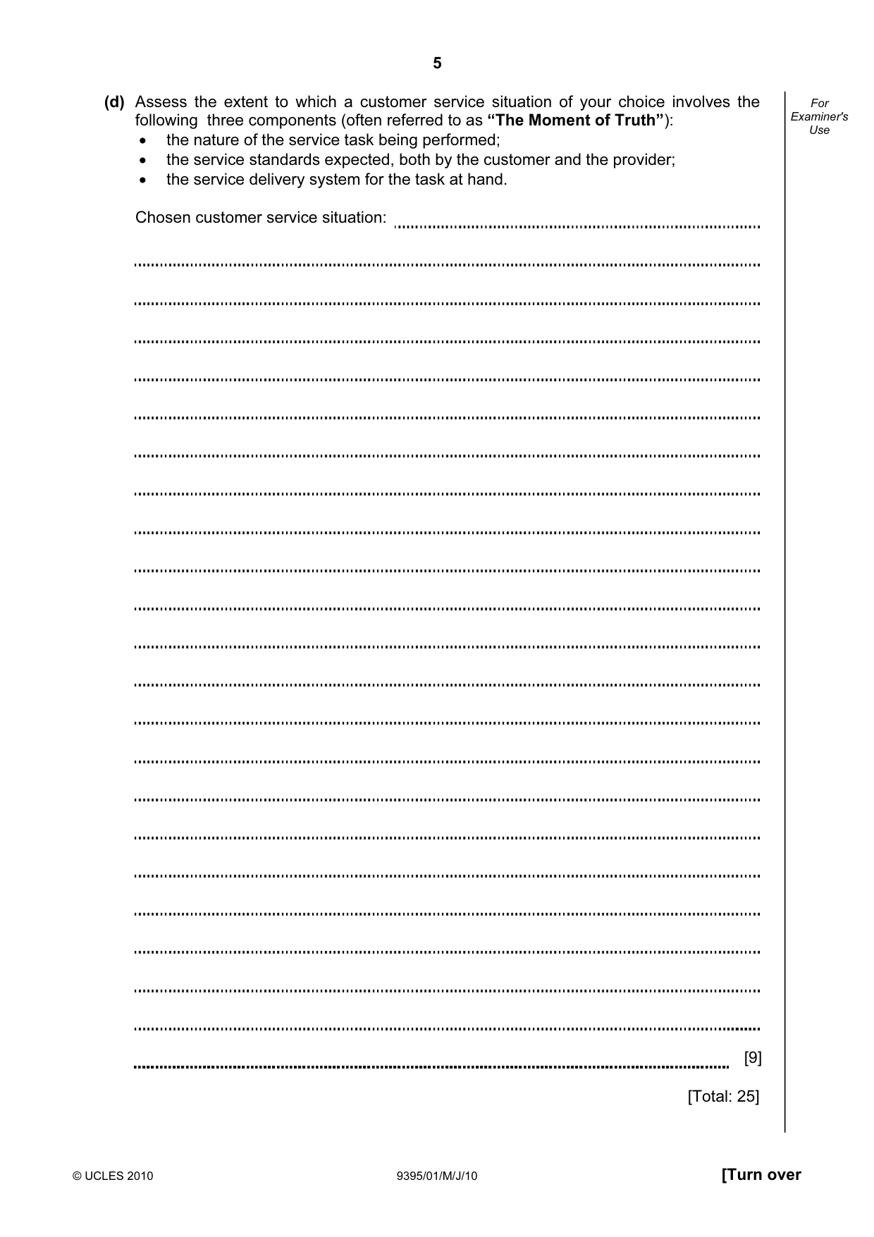 Cambridge A Level Travel and Tourism 9395 2010 May/June Paper 1 · Variant 1 question paper, page 5 of 16
