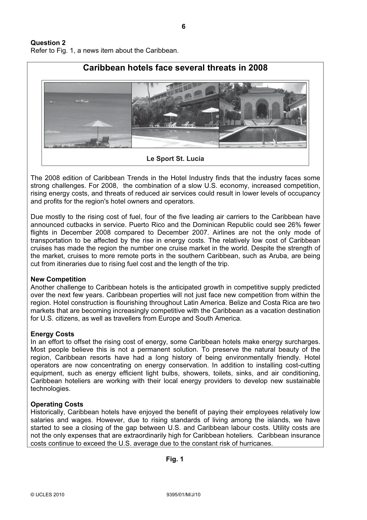 Cambridge A Level Travel and Tourism 9395 2010 May/June Paper 1 · Variant 1 question paper, page 6 of 16