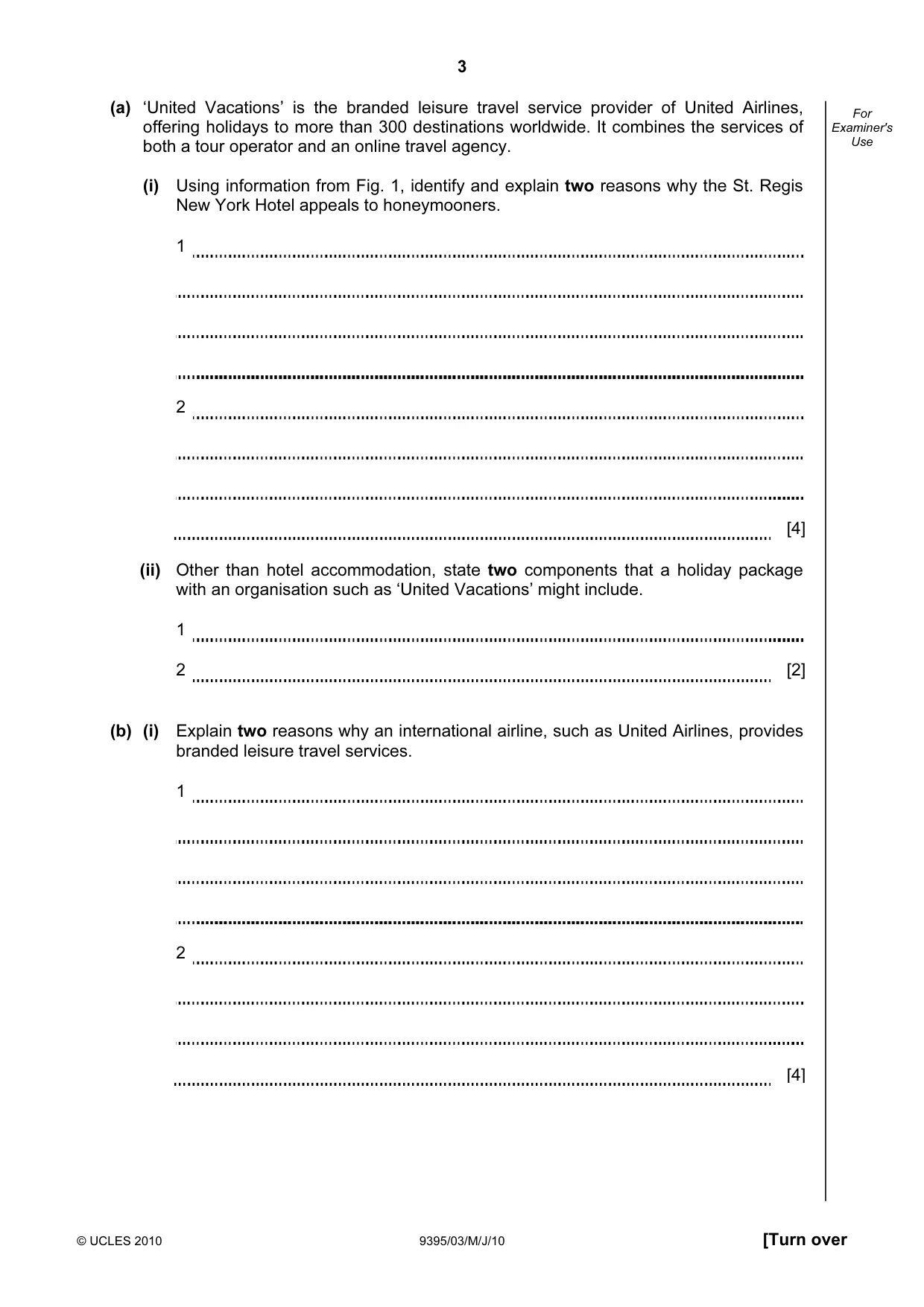 Cambridge A Level Travel and Tourism 9395 2010 May/June Paper 3 · Variant 1 question paper, page 3 of 20