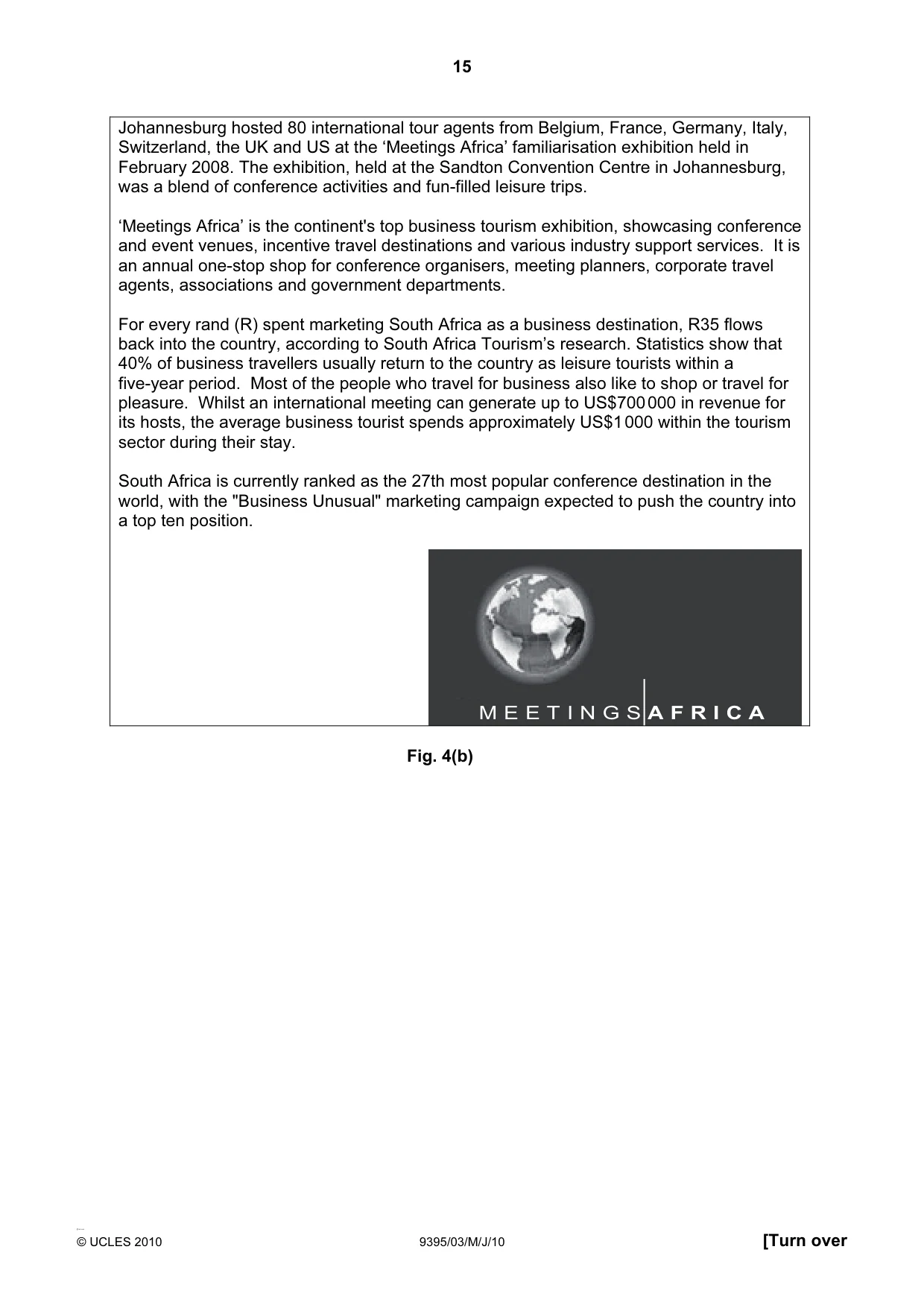 Cambridge A Level Travel and Tourism 9395 2010 May/June Paper 3 · Variant 1 question paper, page 15 of 20