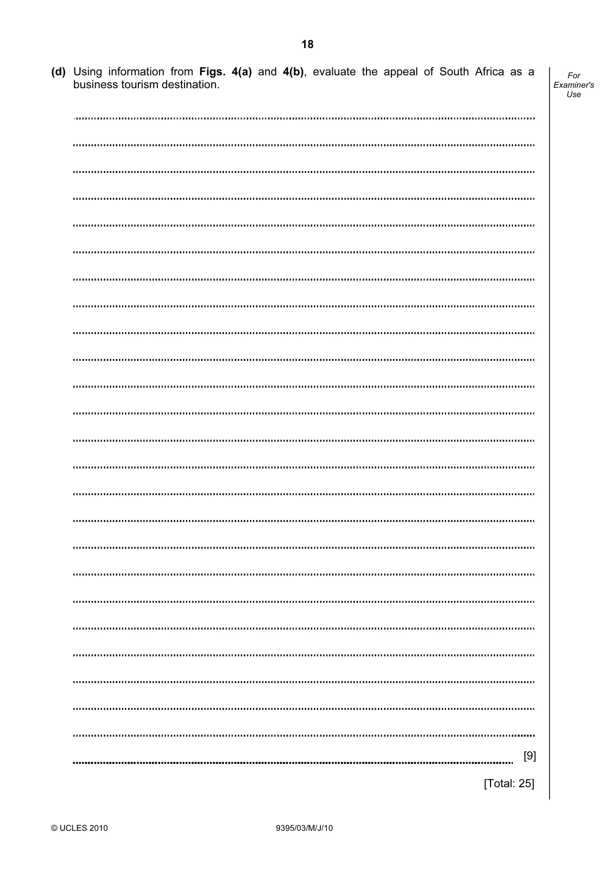 Cambridge A Level Travel and Tourism 9395 2010 May/June Paper 3 · Variant 1 question paper, page 18 of 20
