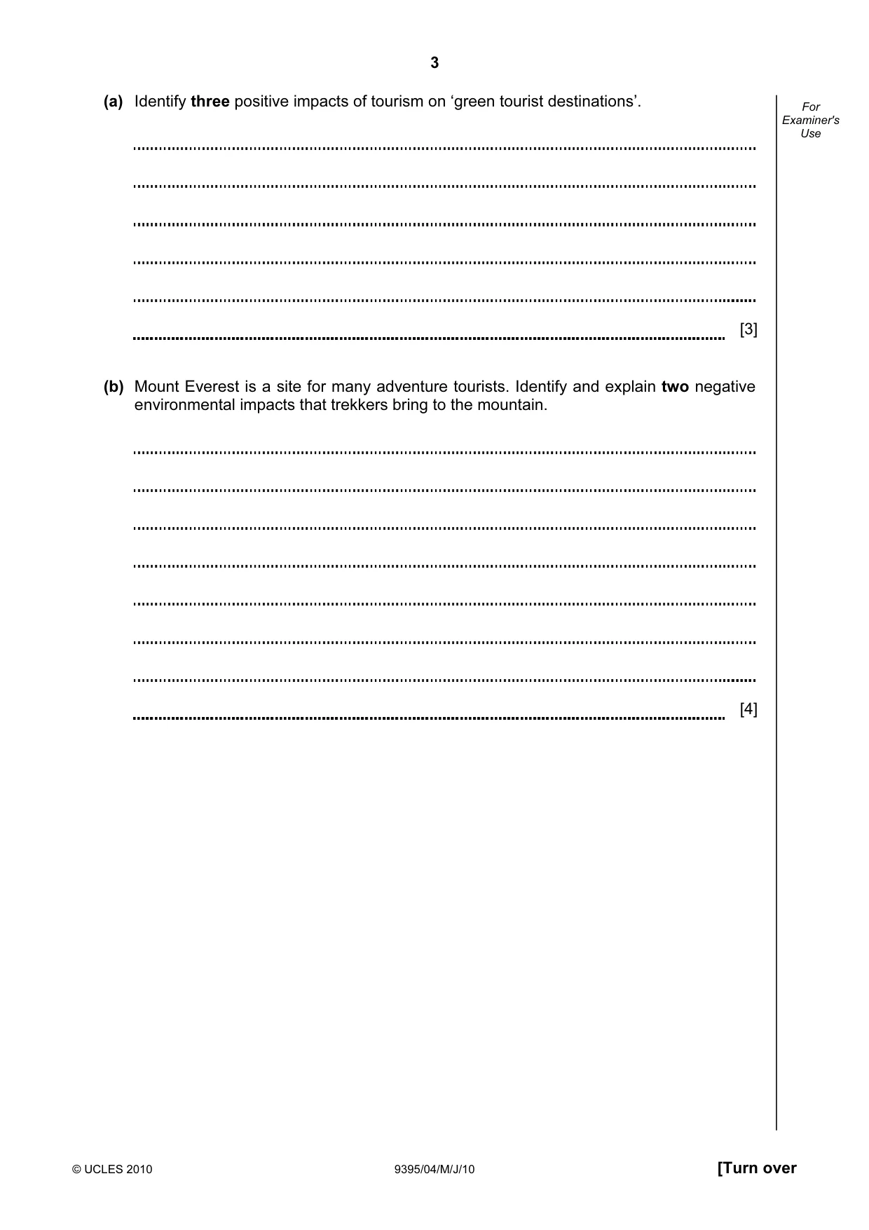 Cambridge A Level Travel and Tourism 9395 2010 May/June Paper 4 · Variant 1 question paper, page 3 of 12