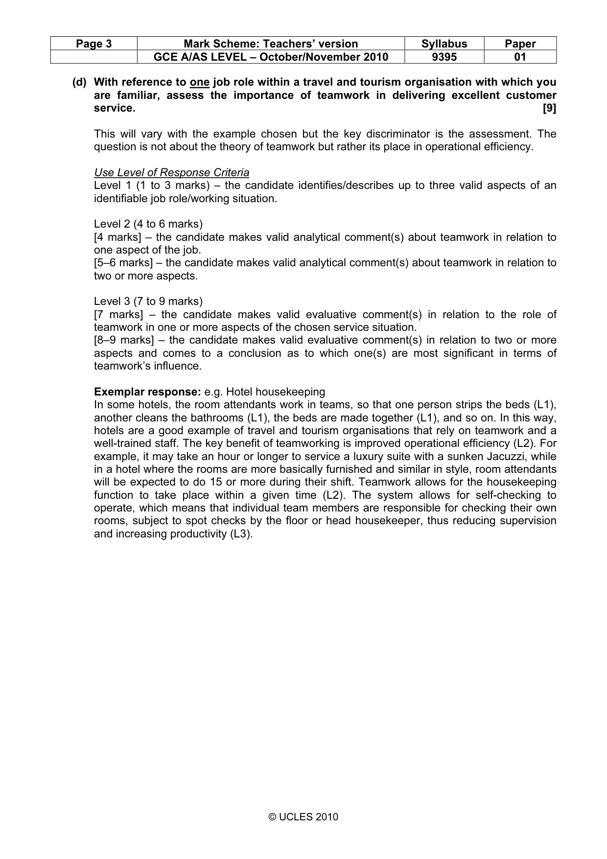 Mark scheme, page 3 of 10