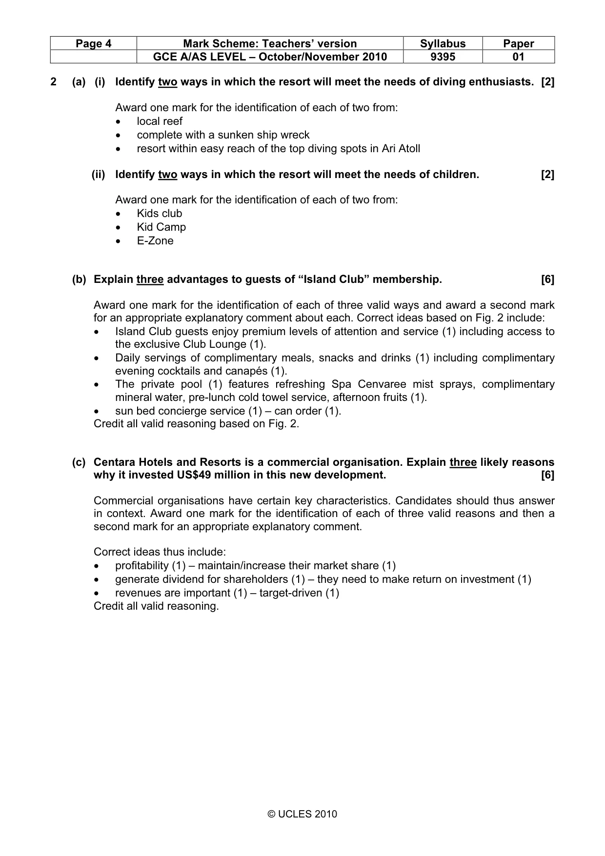 Mark scheme, page 4 of 10
