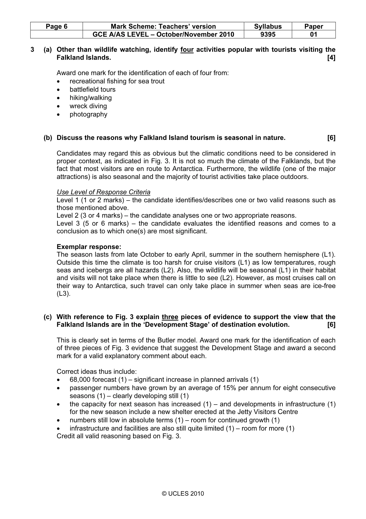 Mark scheme, page 6 of 10