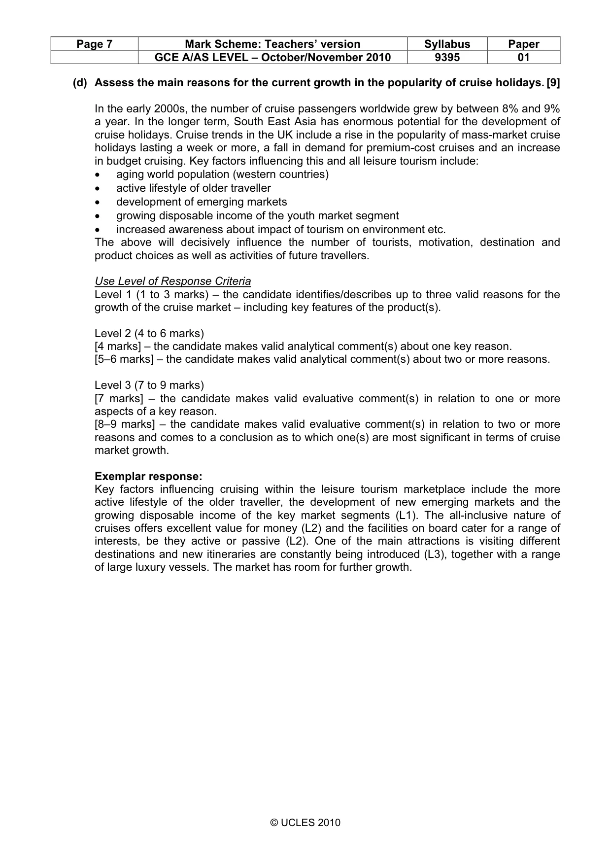 Mark scheme, page 7 of 10