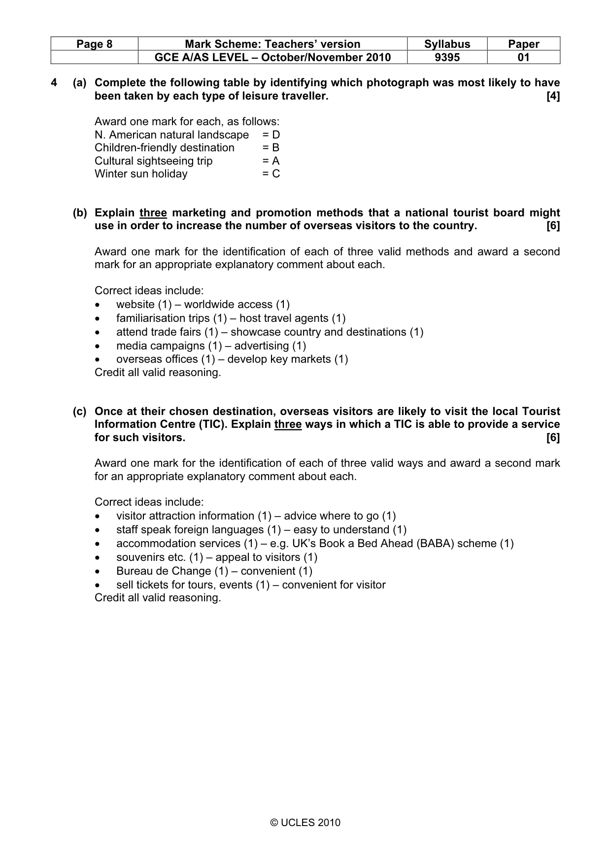 Mark scheme, page 8 of 10