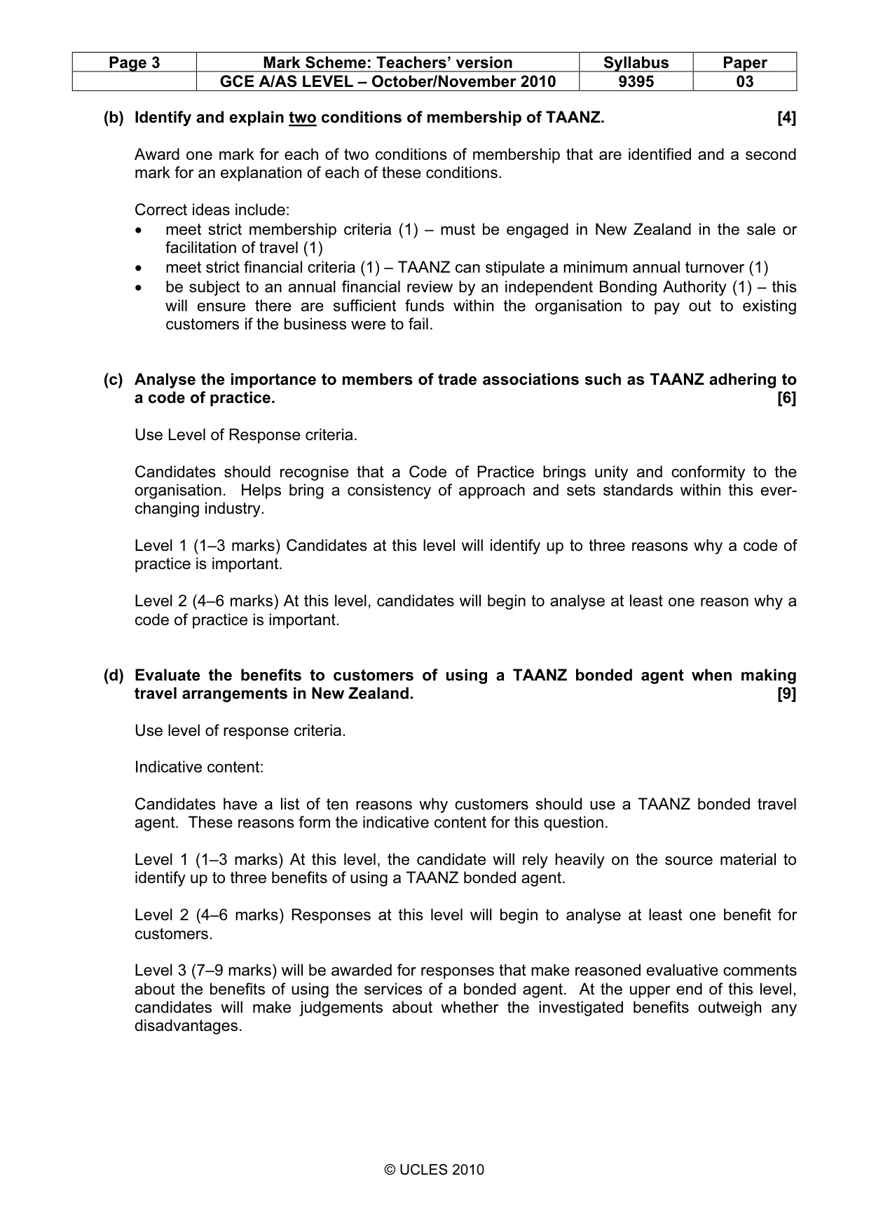 Mark scheme, page 3 of 9