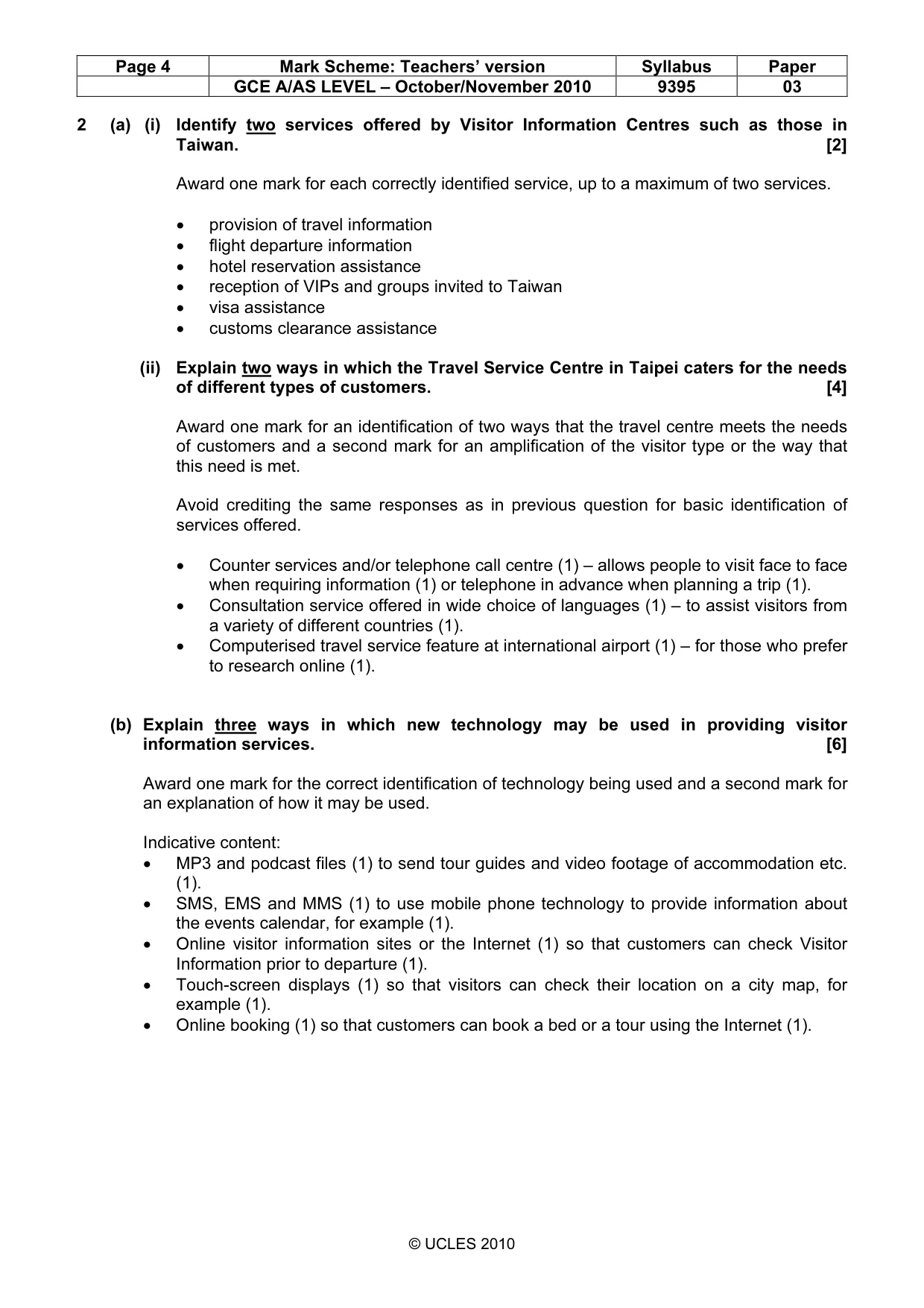 Mark scheme, page 4 of 9