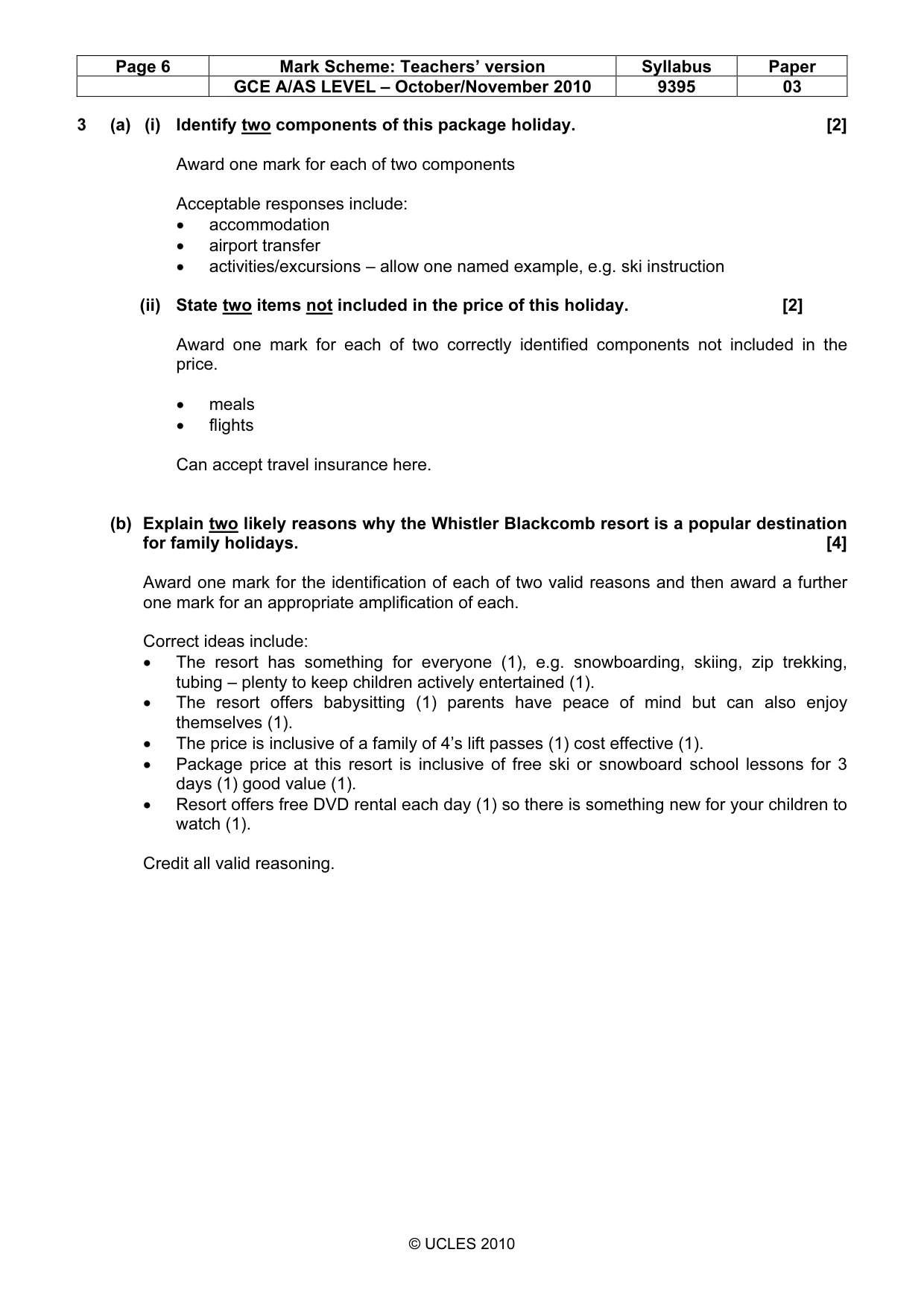 Mark scheme, page 6 of 9