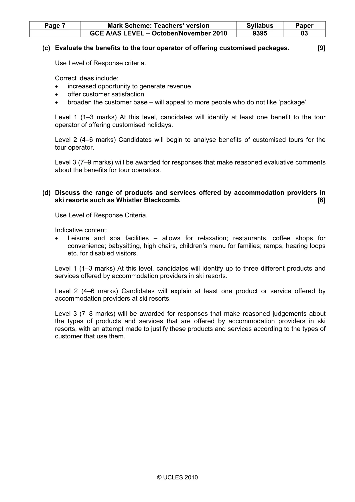 Mark scheme, page 7 of 9