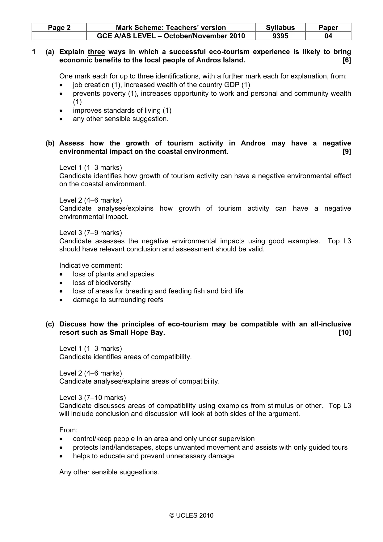 Mark scheme, page 2 of 4