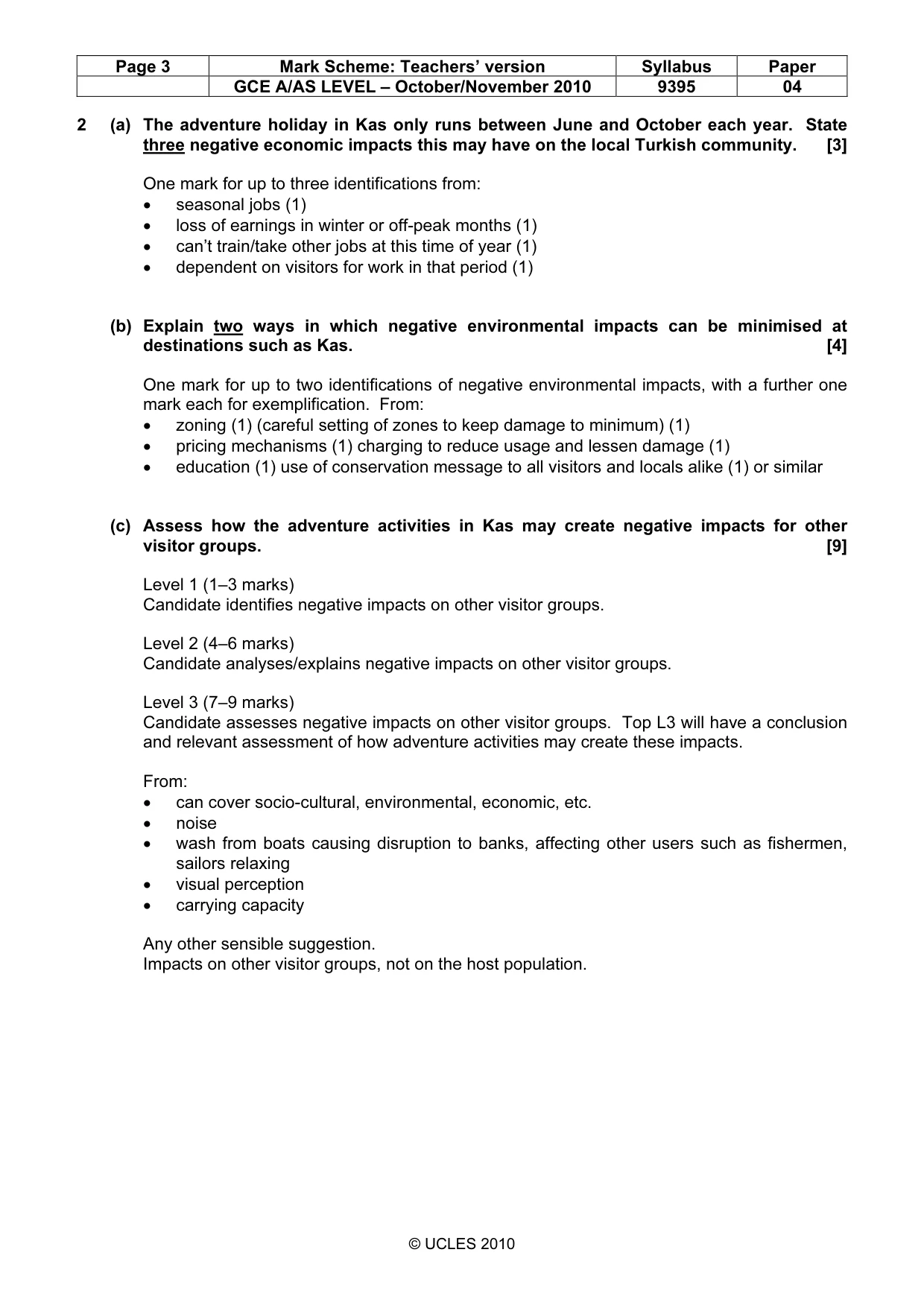 Mark scheme, page 3 of 4