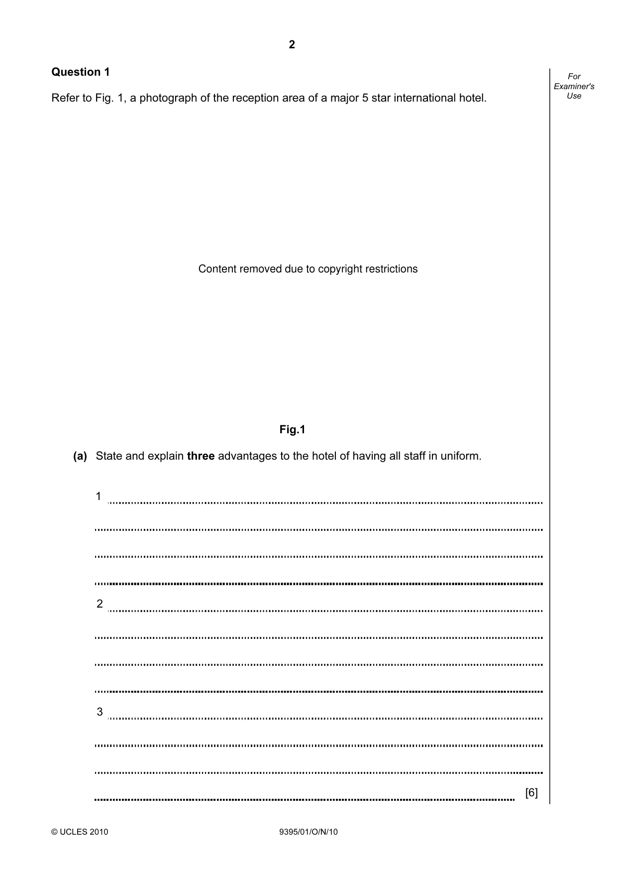 Cambridge A Level Travel and Tourism 9395 2010 Oct/Nov Paper 1 · Variant 1 question paper, page 2 of 20