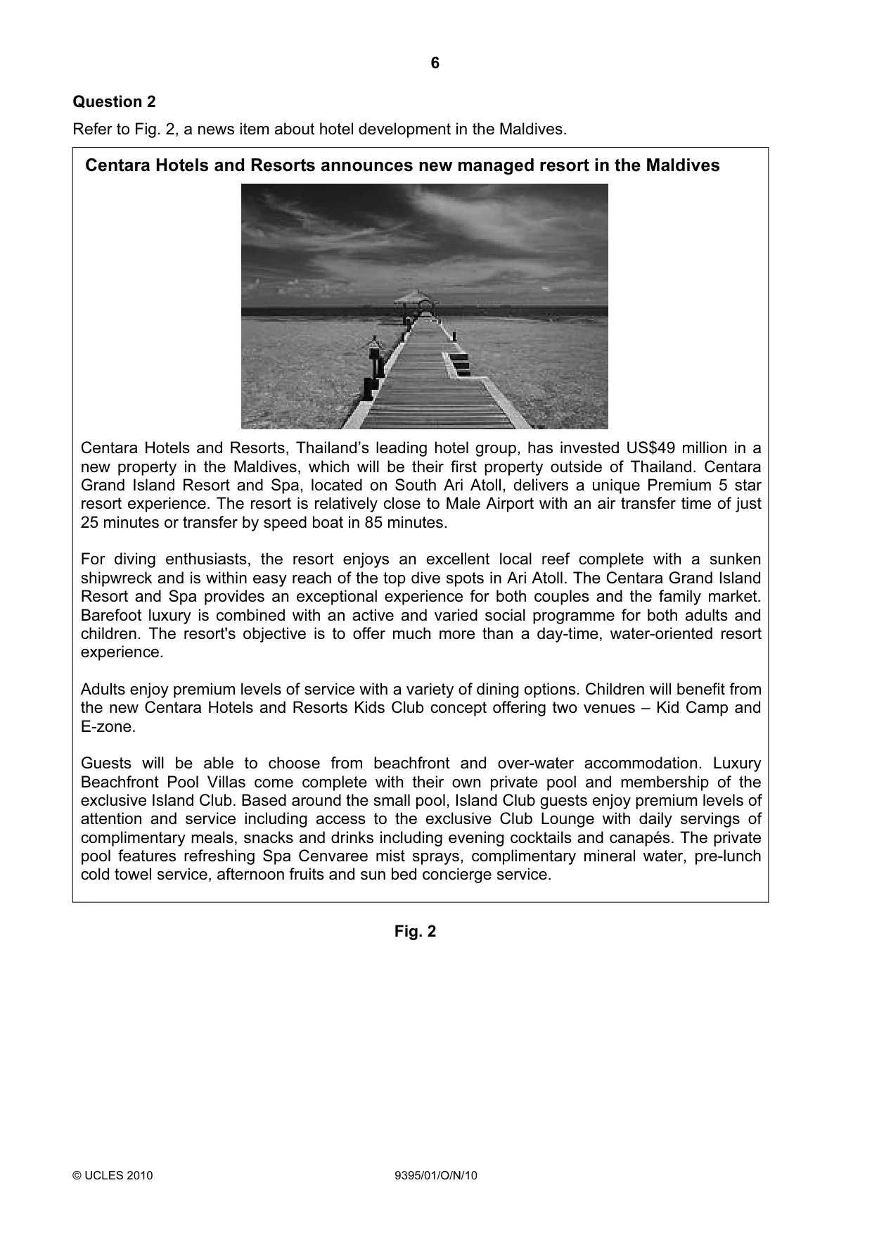 Cambridge A Level Travel and Tourism 9395 2010 Oct/Nov Paper 1 · Variant 1 question paper, page 6 of 20