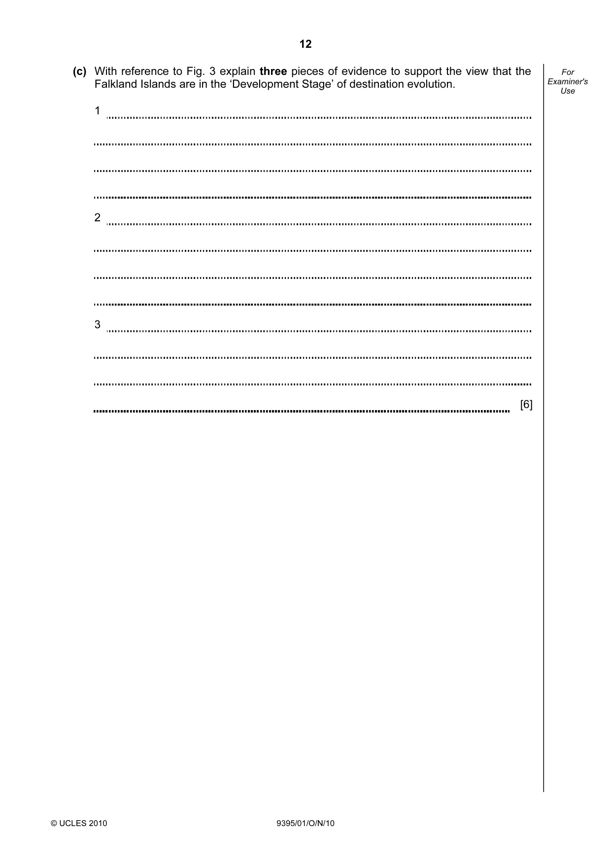 Cambridge A Level Travel and Tourism 9395 2010 Oct/Nov Paper 1 · Variant 1 question paper, page 12 of 20